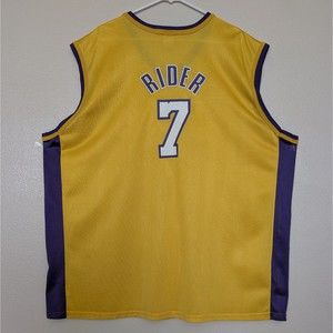 Vintage Isaiah Rider LA Lakers Champion Jersey Size 2XL #7 Basketball Gold